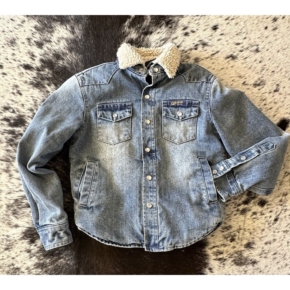 STS Carroll Coat Original Ranch Jacket Youth Sz 10 (?) 2XS Denim Sherpa Western